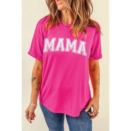 Rose Red MAMA Graphic Crew Neck Tee