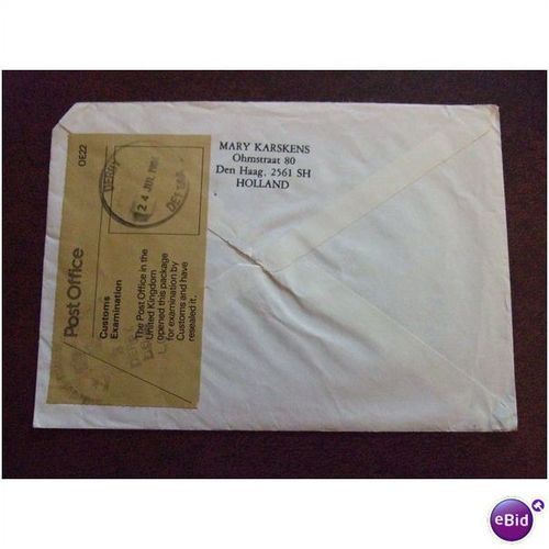 1986 GB Derby PO customs examination label cover