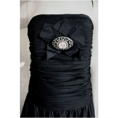 Karen Millen Designer Black Brooch Corset Dress Size 12 New With Tag