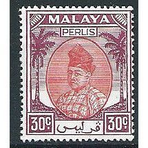 Perlis 1955 SG21 30c Scarlet & Purple Mounted Mint .. ..