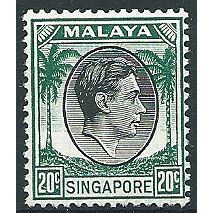 Singapore 1948 SG9 20c Black & Green Mounted Mint .. ..