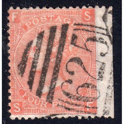 1870 Sg94 4d VERMILION PLATE 12 FINE USED WING MARGIN (BT56)