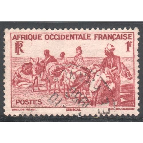 French West Africa 1947 - SG40 - 1f red - Donkey Caravan - used
