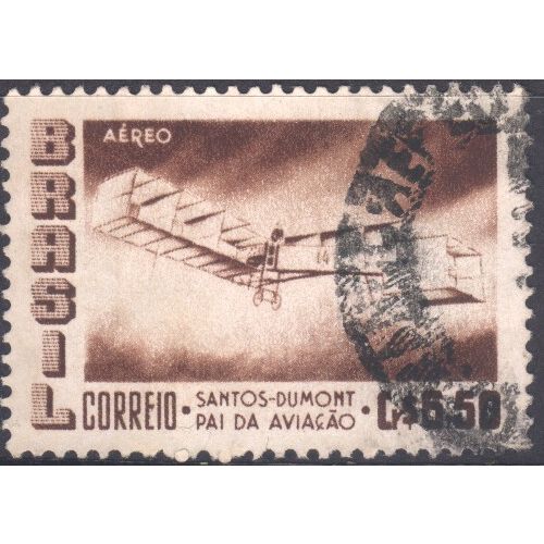 Brazil 1956 - SG952 - 6cr.50 brown - Santos Dumont's Biplane "14bis" - used