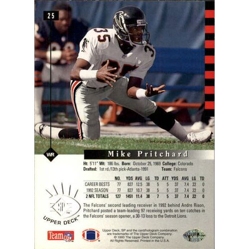 1993 Upper Deck SP Football Mike Pritchard #25