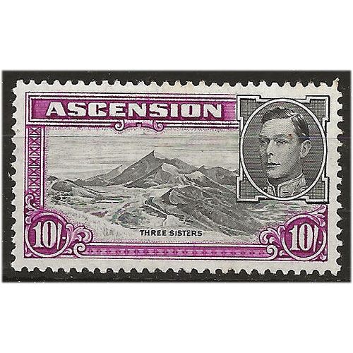 Ascension 1944 SG47a 10/- Black & Bright Purple PERF 13 Mounted Mint . ..
