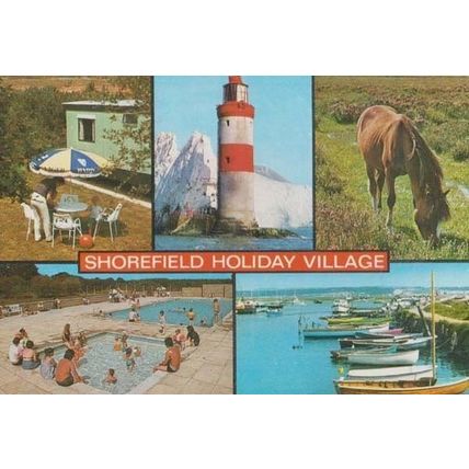 Shorefield Holiday Camp Camping Caravan Lancashire Harp Lager Umbrella Postcard