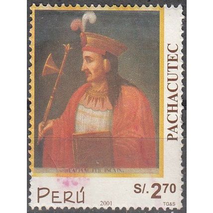 Peru 2002 Michel 1827 O Cote (2005) 3.60 Euro Inca Pachacutec Cachet rond