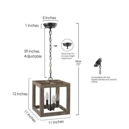 LNC Farmhouse Wood Chandelier Niki 4-Light Rustic Cage Pendant Light