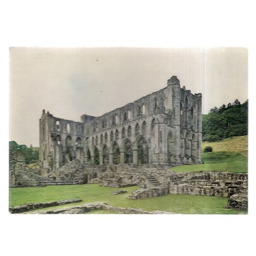 RIEVAULX ABBEY from South East, YORKSHIRE .. vintage unused postcard =
