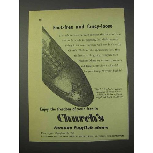 1959 Church's Raglan Shoe Ad - Foot-Free Fancy-Loose