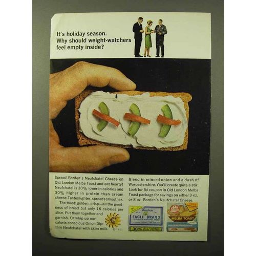 1964 Borden's Neufchatel Cheese, Old London Melba Ad