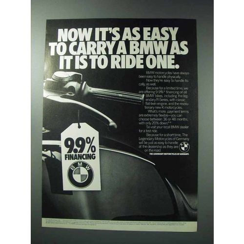 1986 BMW Motorcycles Ad - It's As Easy To Carry As Ride