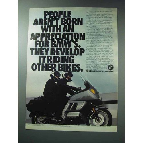 1986 BMW Motorcycles Ad - Aren't Born With Appreciation