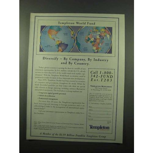 1996 Franklin Templeton World Fund Ad - Diversify