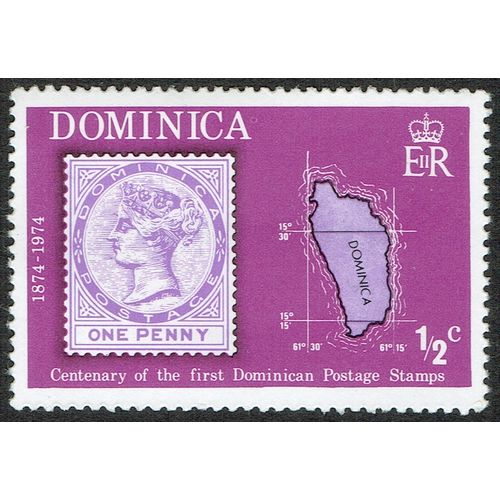 Dominica 1974 Stamp Centenary 1/2c Multicoloured SG415 MM