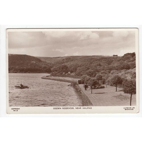 Ogden Reservoir near Halifax Postcard 1954 RP West Yorkshire