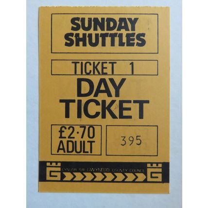 Gwynedd Sunday Shuttles Adult 1981 (orange) Day Ticket