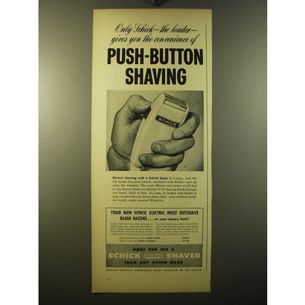 1950 Schick Shaver Ad - Only Schick - the leader gives you the convenience