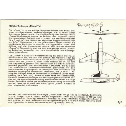 Thai Aircraft Advertising Card for World Airline Fleets 1978 Civil Aircraft Card