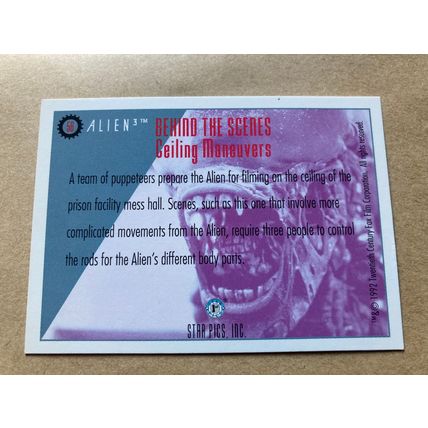 Alien3 Base trading card # 56 Ceiling Maneuvers (A) 1992 Star Pics Dark Horse