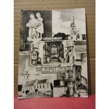 THE MARBLE CHURCH, BODELWYDDAN, Wales. used postcard RP by F. Frith 1968 pm #