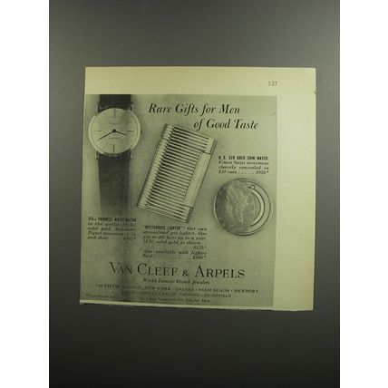 1952 Van Cleef & Arpels Ad - Audemars Piguet Watch; Mysterious Lighter