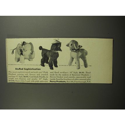 1952 Perry Products Stuffed Toys Ad - Stuffed Sophistication
