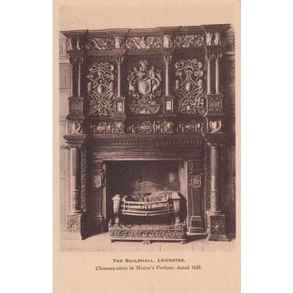 Chimney in Mayors Parlour Guildhall Leicester WW2 Postcard