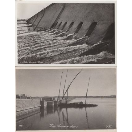 The Asswan Dam River Egypt 2x Vintage Real Photo Postcard s