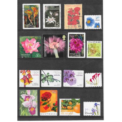 FLOWERS Fine used lot of 35 stamps all postal usage.