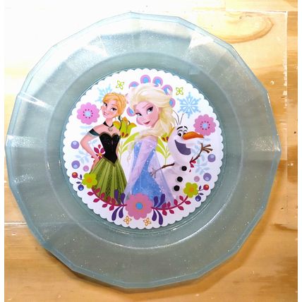 Disney Store Elsa Anna Blue Plate Meal Time Magic Glitter and Anna Frozen Figure