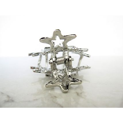 Silver stars metal hair claw clip