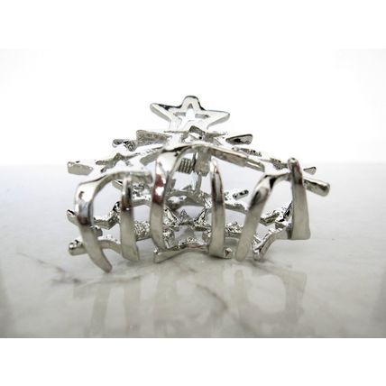 Silver stars metal hair claw clip