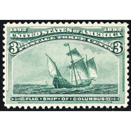 232, Mint XF LH 3¢ Columbian Stamp * Stuart Katz