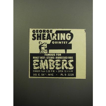 1957 Embers Restaurant Advertisement - George Shearing Quintet