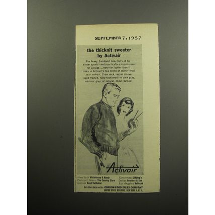1957 Activair thicknit Sweater Advertisement