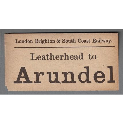 LONDON BRIGHTON & SOUTH COAST RAILWAY LUGGAGE LABEL - LEATHERHEAD to ARUNDEL