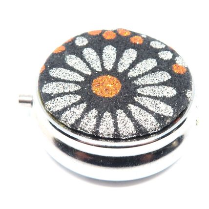 Yellow & Gold Flowers on a Black Glitter Background 1.5 CM Pill Box Gift