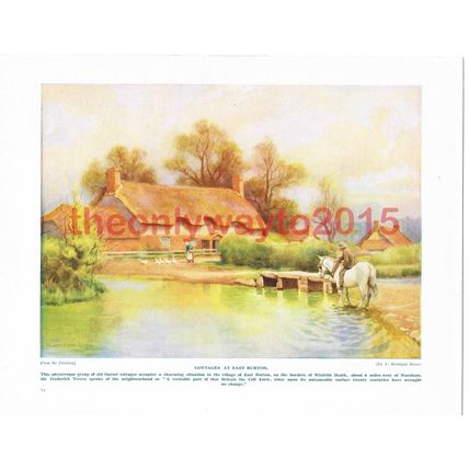 Cottages at East Burton, Dorset, England, Book Illustration (Print), c1920