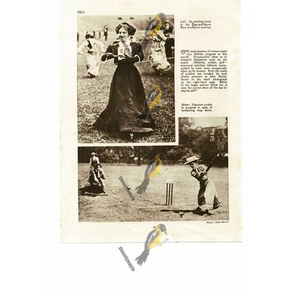 Women's Cricket & 'Egg and Spoon Race'! 1911, Book Illustration (Print), 1935