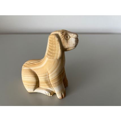 HAND CARVED STONE DOG FIGURE