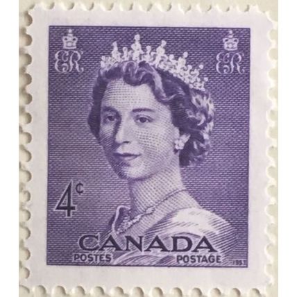 Canada 1953 Queen Elizabeth II 4c Violet Mint MM SG 453 postage stamp