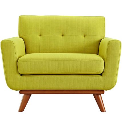 Classic Mid-Century Modern Tufted Club Chair Arms Green, Atomic Red, Azure Blue