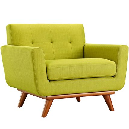Classic Mid-Century Modern Tufted Club Chair Arms Green, Atomic Red, Azure Blue
