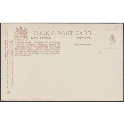 Henry VIII and his Queen, Oxford Pageant, Oxfordshire, 1907 - Tuck's RP Postcard