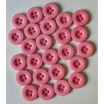 25 Pink Buttons with Four Holes Round Resin Size 15mm Ideal Baby Knits