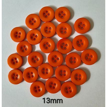 25 Orange Four Hole Round Resin Buttons Size 13mm Ideal Baby Clothes
