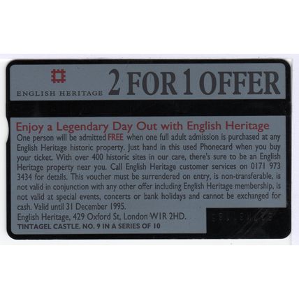 UK BT Phone Card - English Heritage - Tintagel Castle