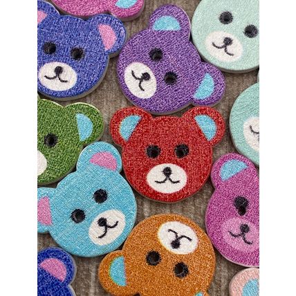 Buttons 18x15mm Wooden Teddy Bear Face 2 Hole Mixed Colours Sewing Knitting